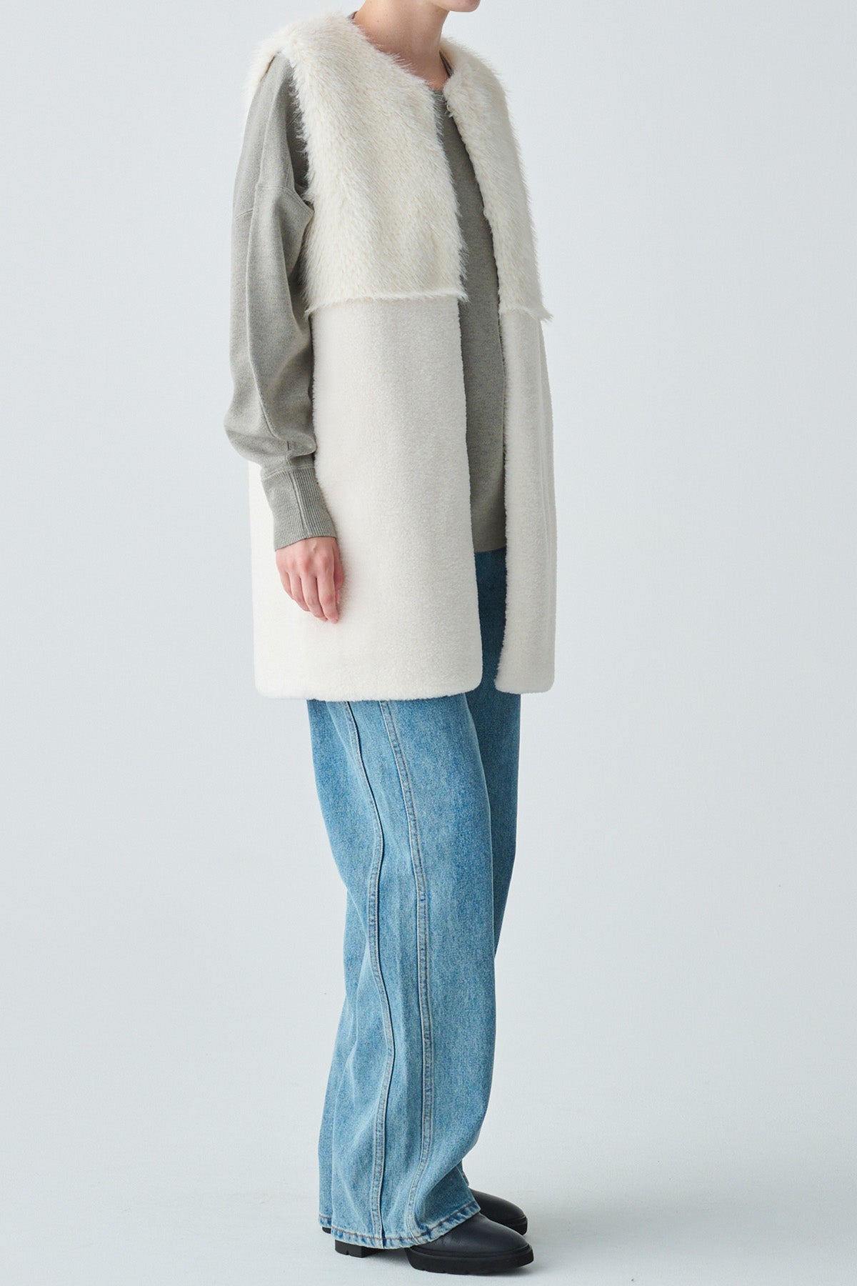 フェイクファー×ボアコンビネーションジレ