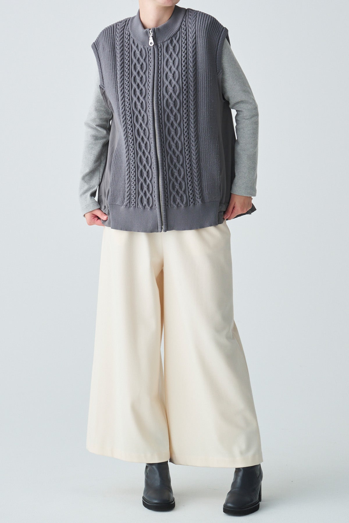 微起毛クルーネックカットソー