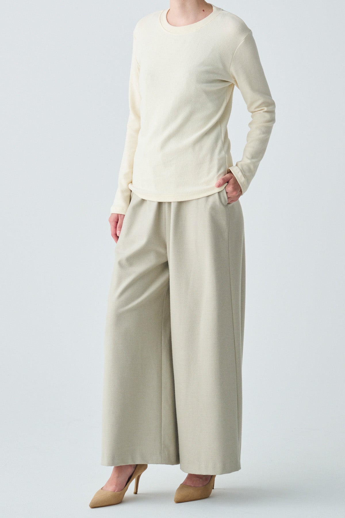 微起毛クルーネックカットソー