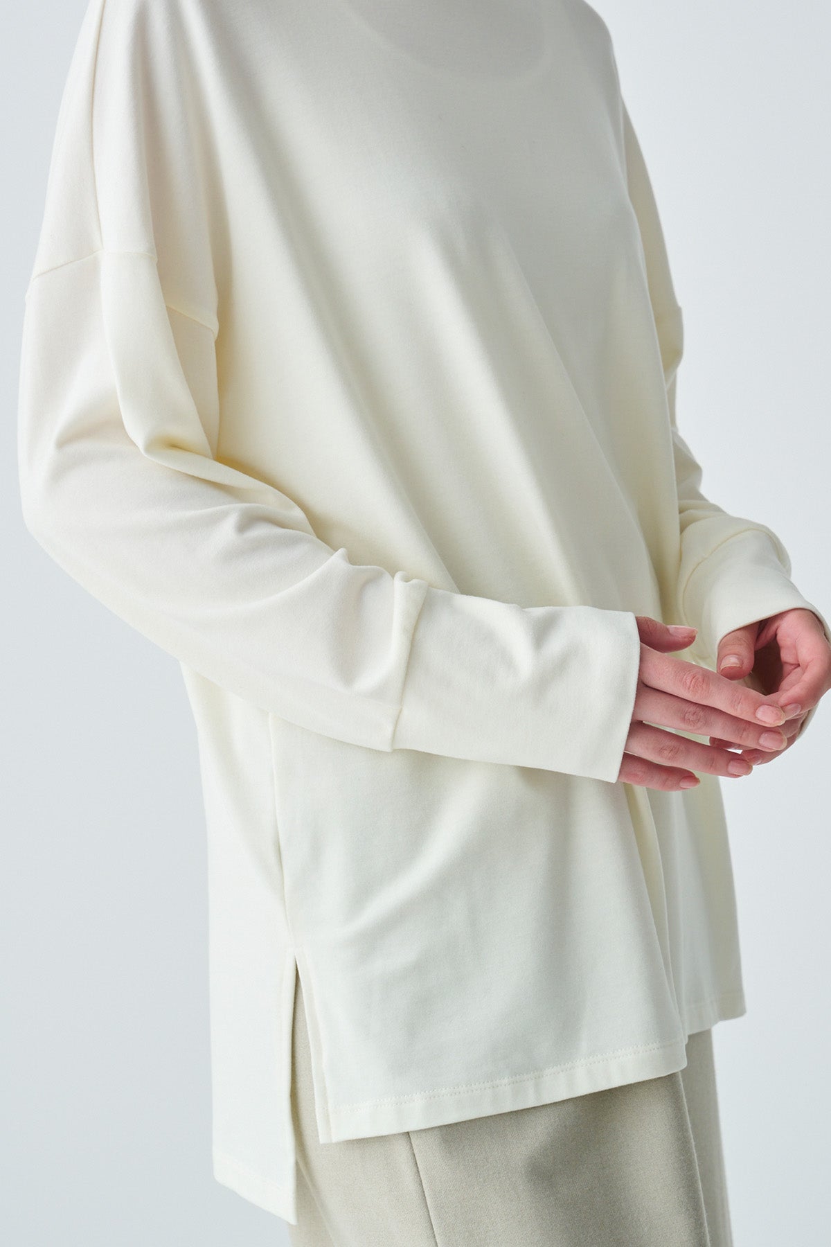 ハイネックコットンウォームプルオーバー