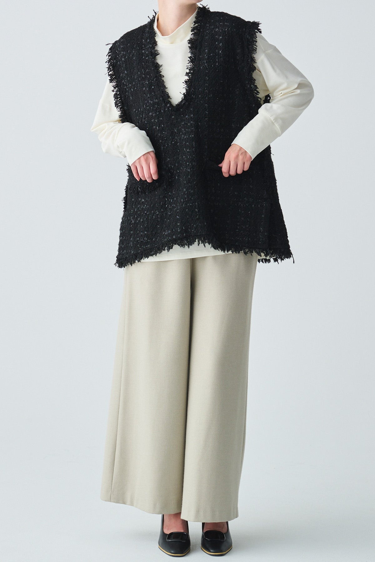 ハイネックコットンウォームプルオーバー