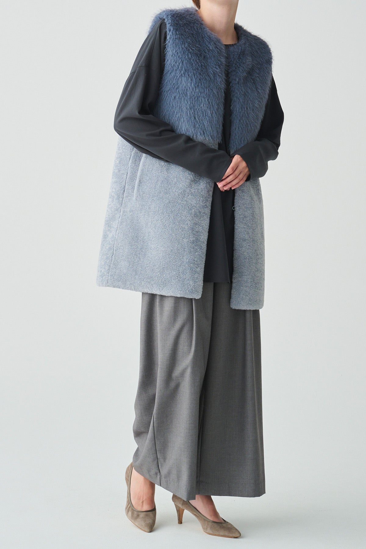 フェイクファー×ボアコンビネーションジレ