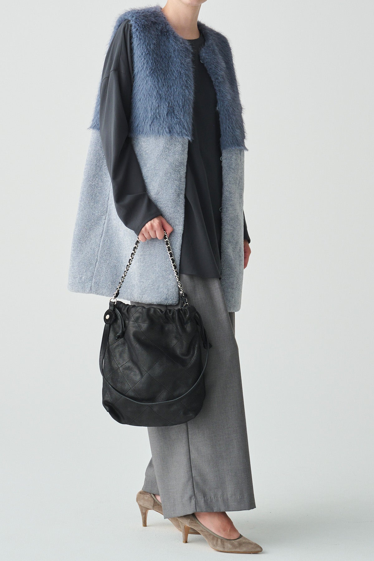 フェイクファー×ボアコンビネーションジレ