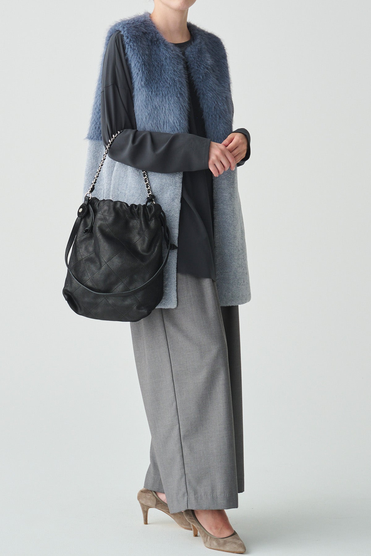 フェイクファー×ボアコンビネーションジレ