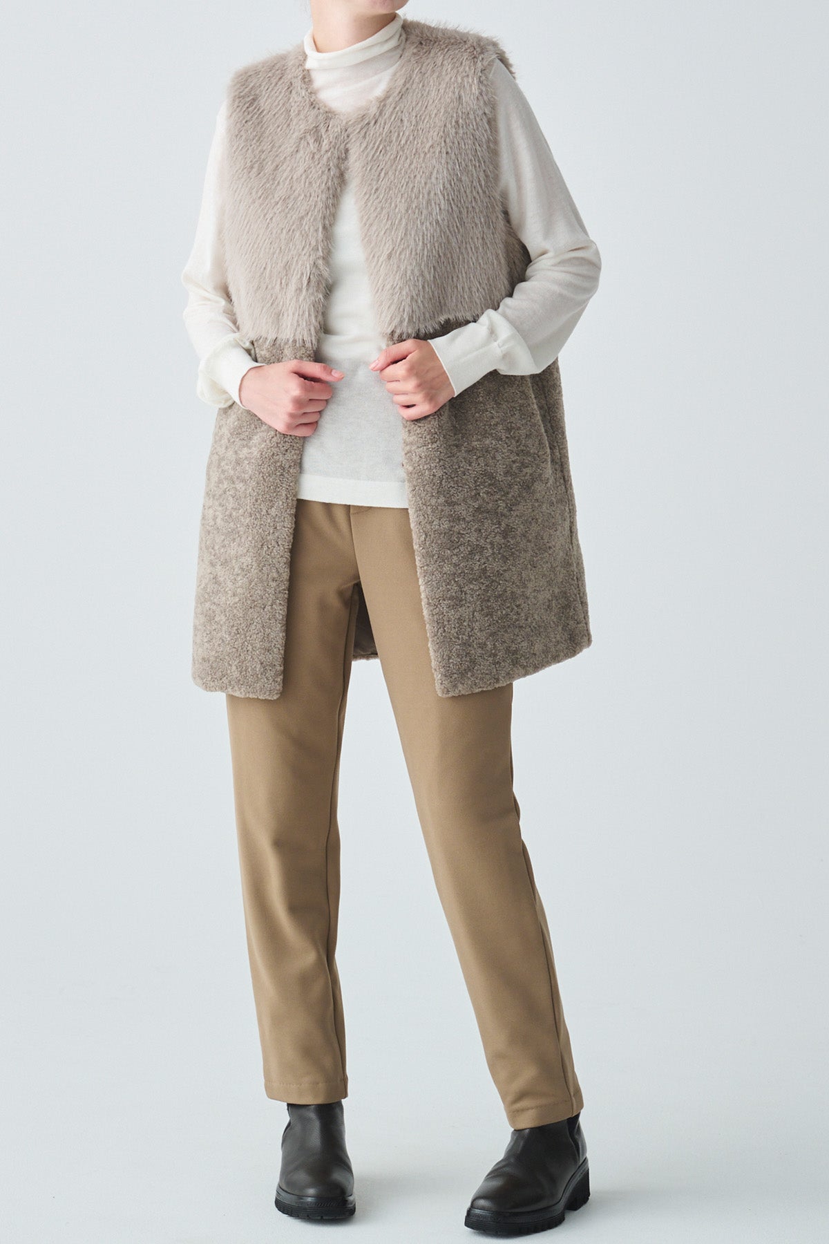 フェイクファー×ボアコンビネーションジレ