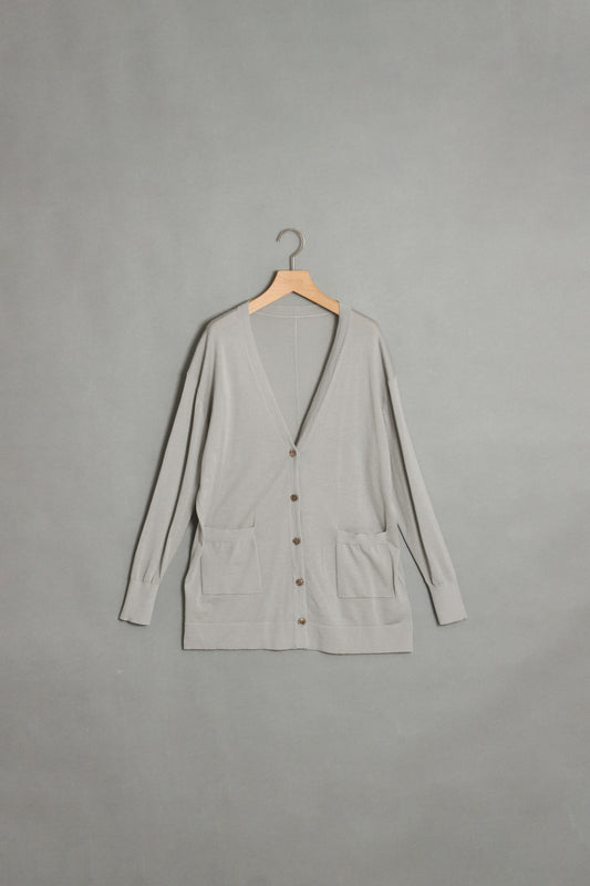 Vネックシルクカシミヤ混カーディガン