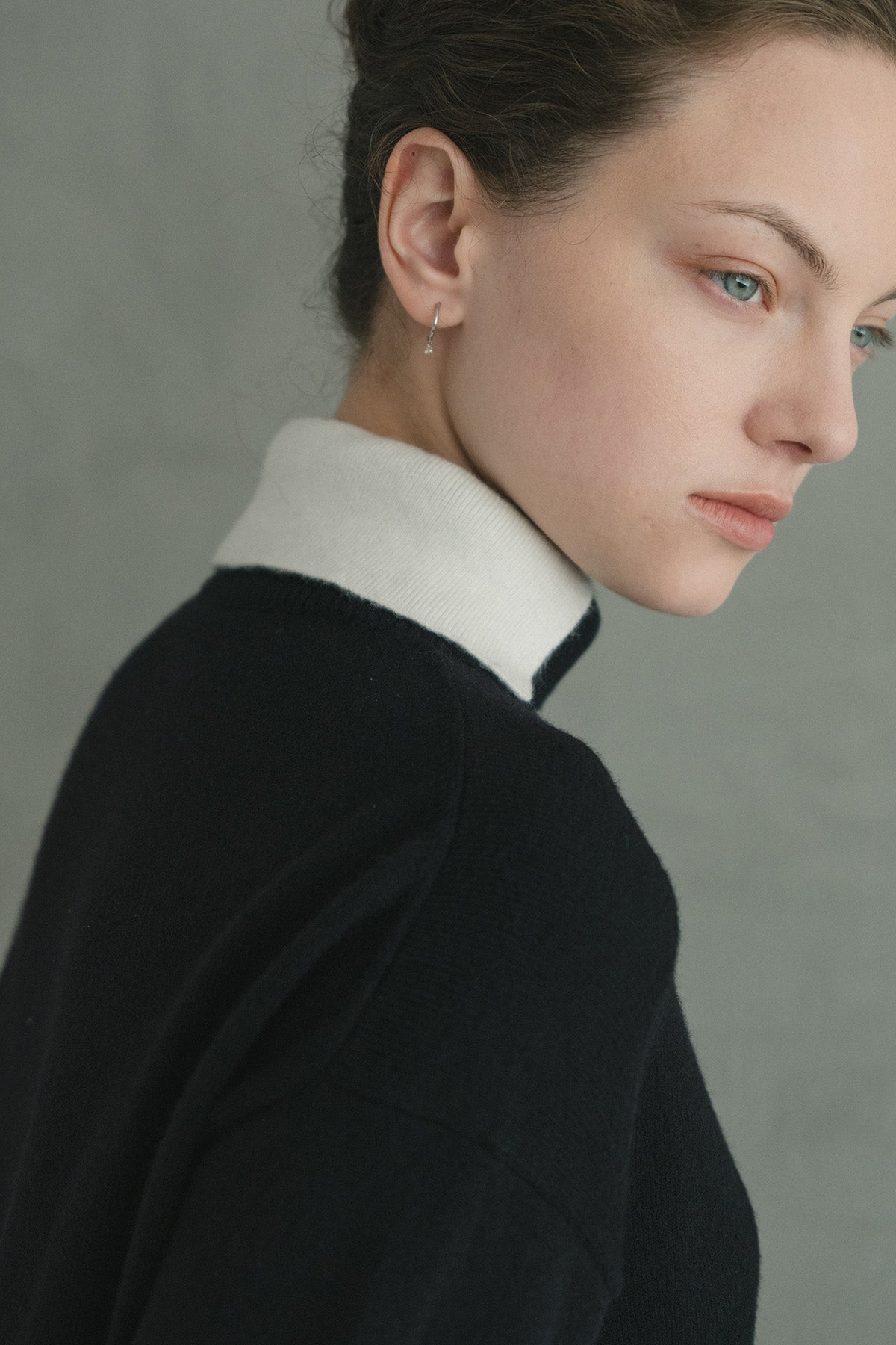 レイヤードカラーウール混ニット