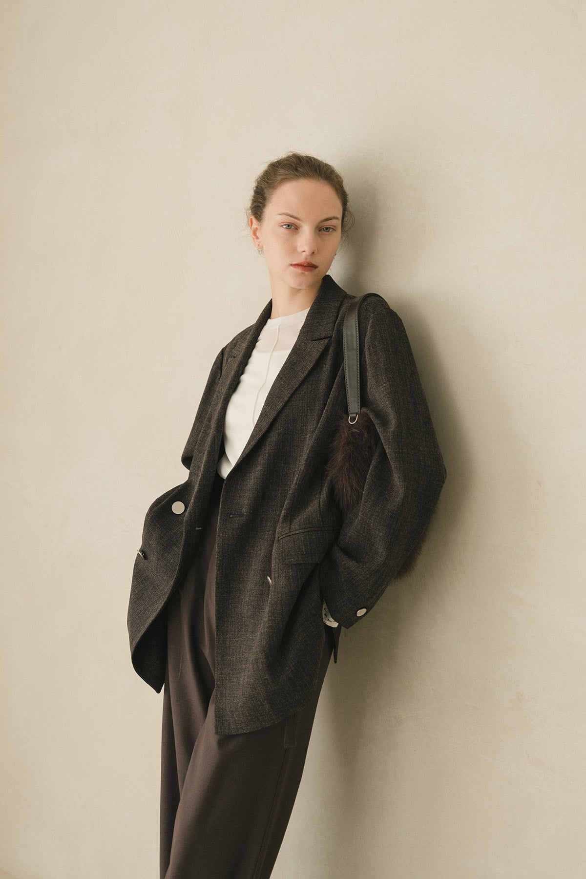 Teresa Cambi 3WAYフェイクファーバッグ(ショルダー付)