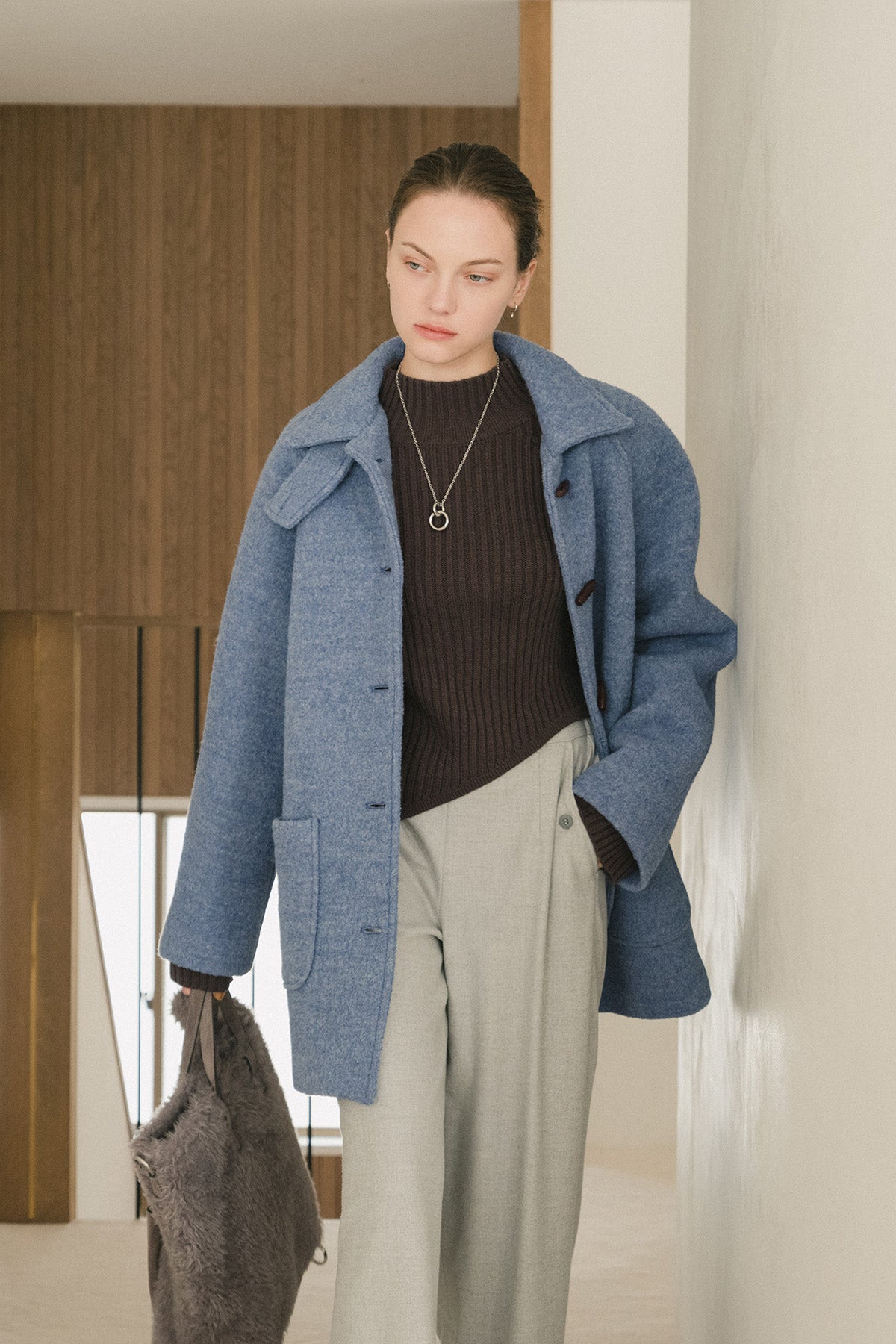 Caterina Bertini 2WAYボア×レザートートバッグ