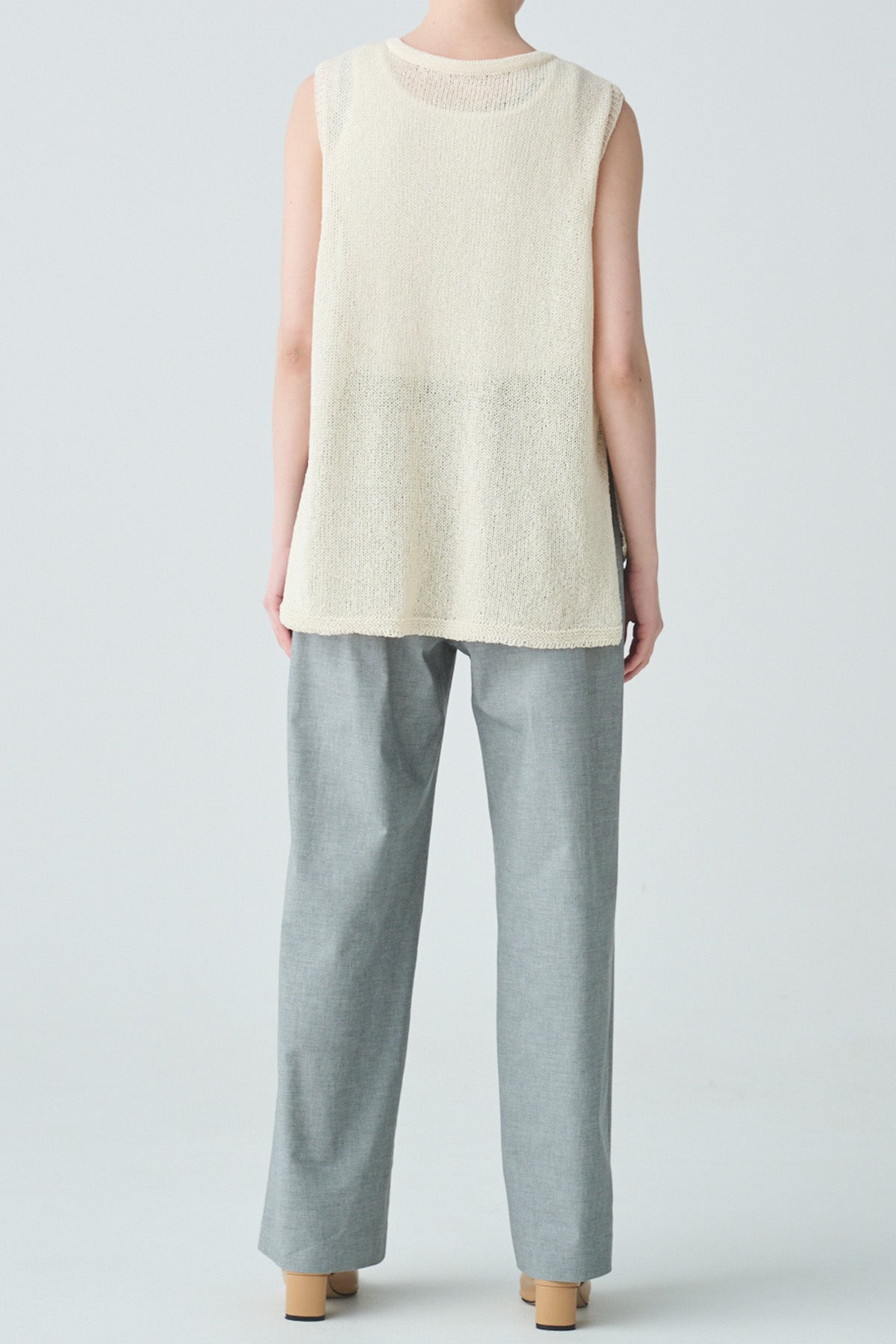 ツインパワーリネン混セミワイドパンツ