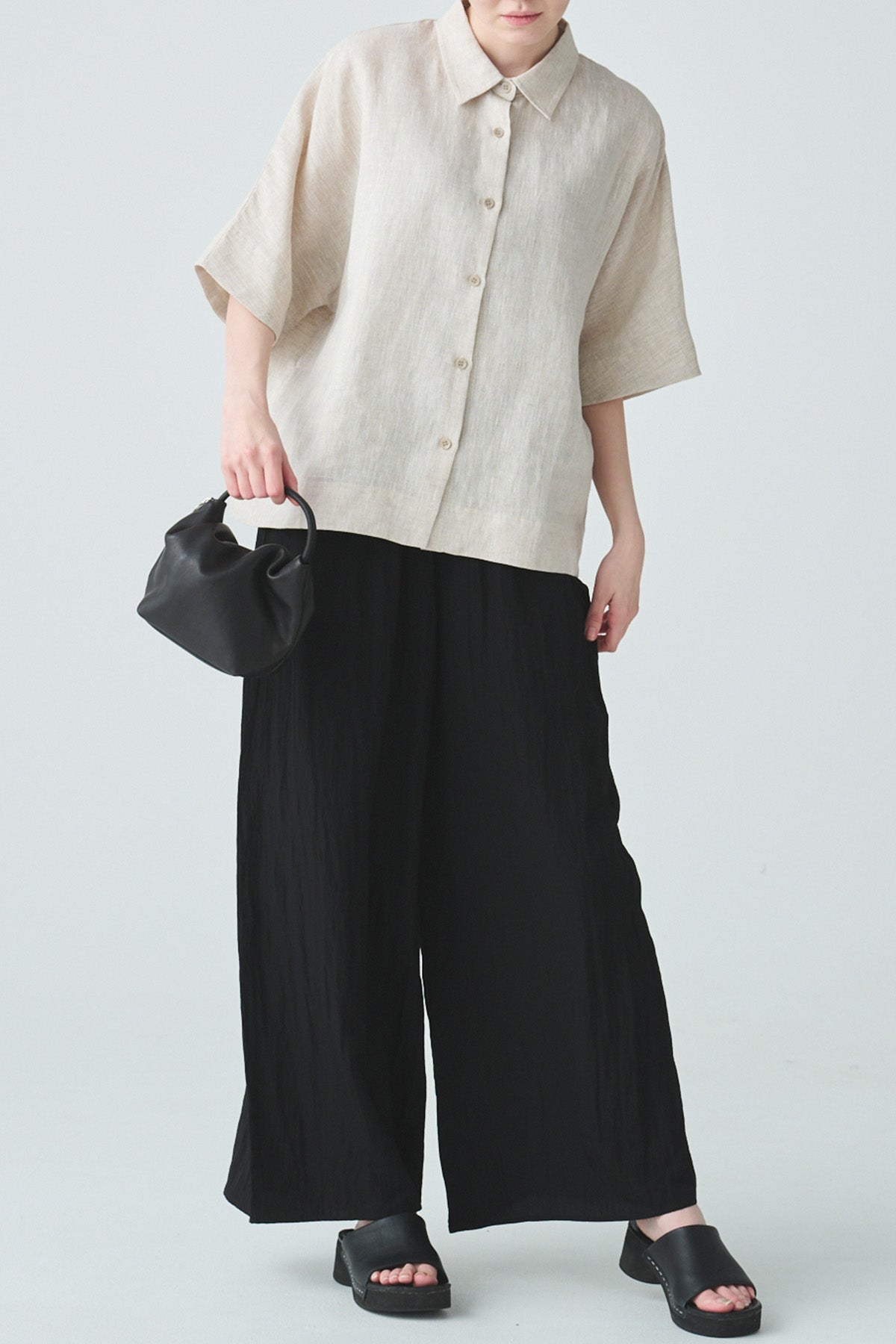 ishi ボクシーリネンシャツ