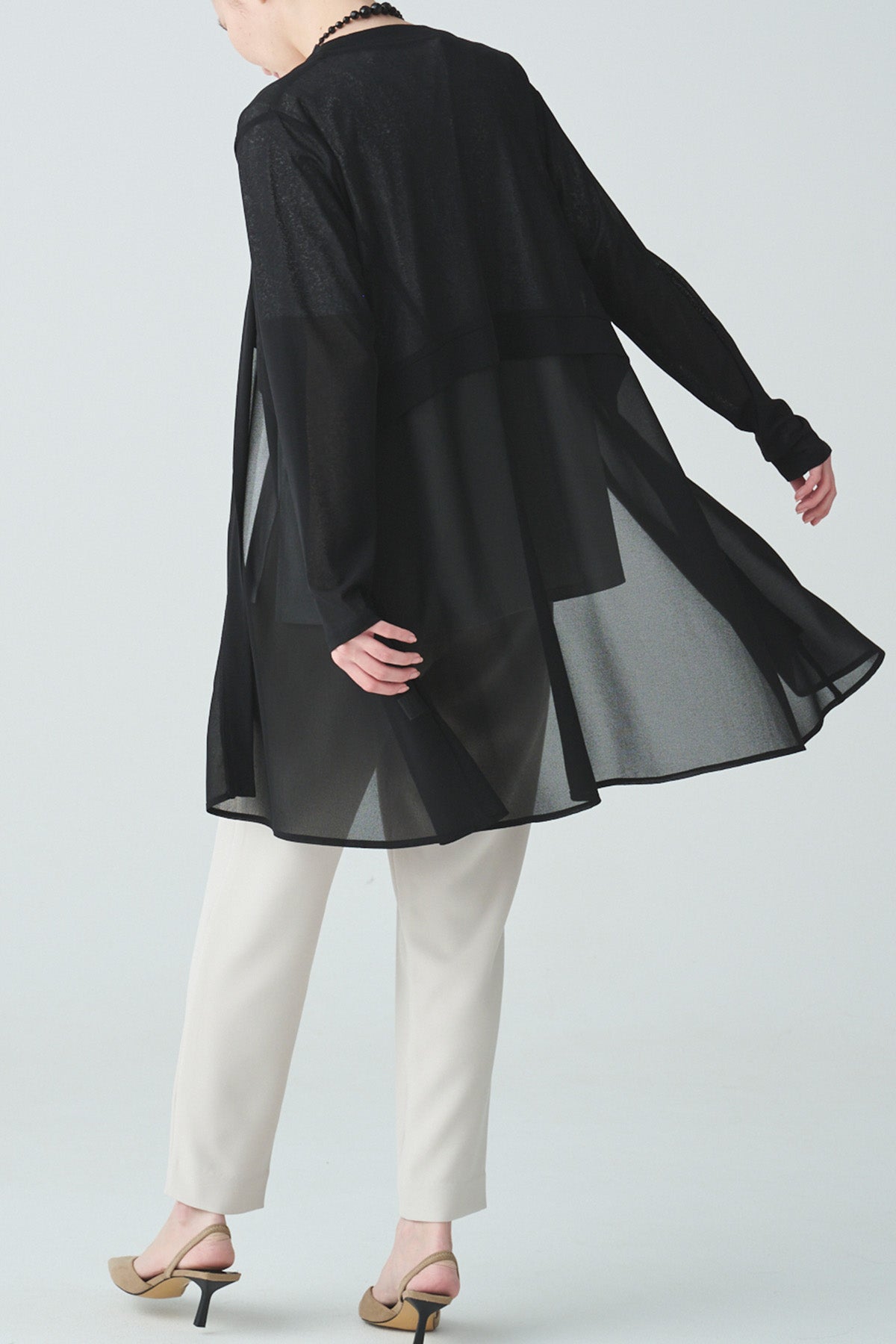 異素材ドッキングシアーカーディガン