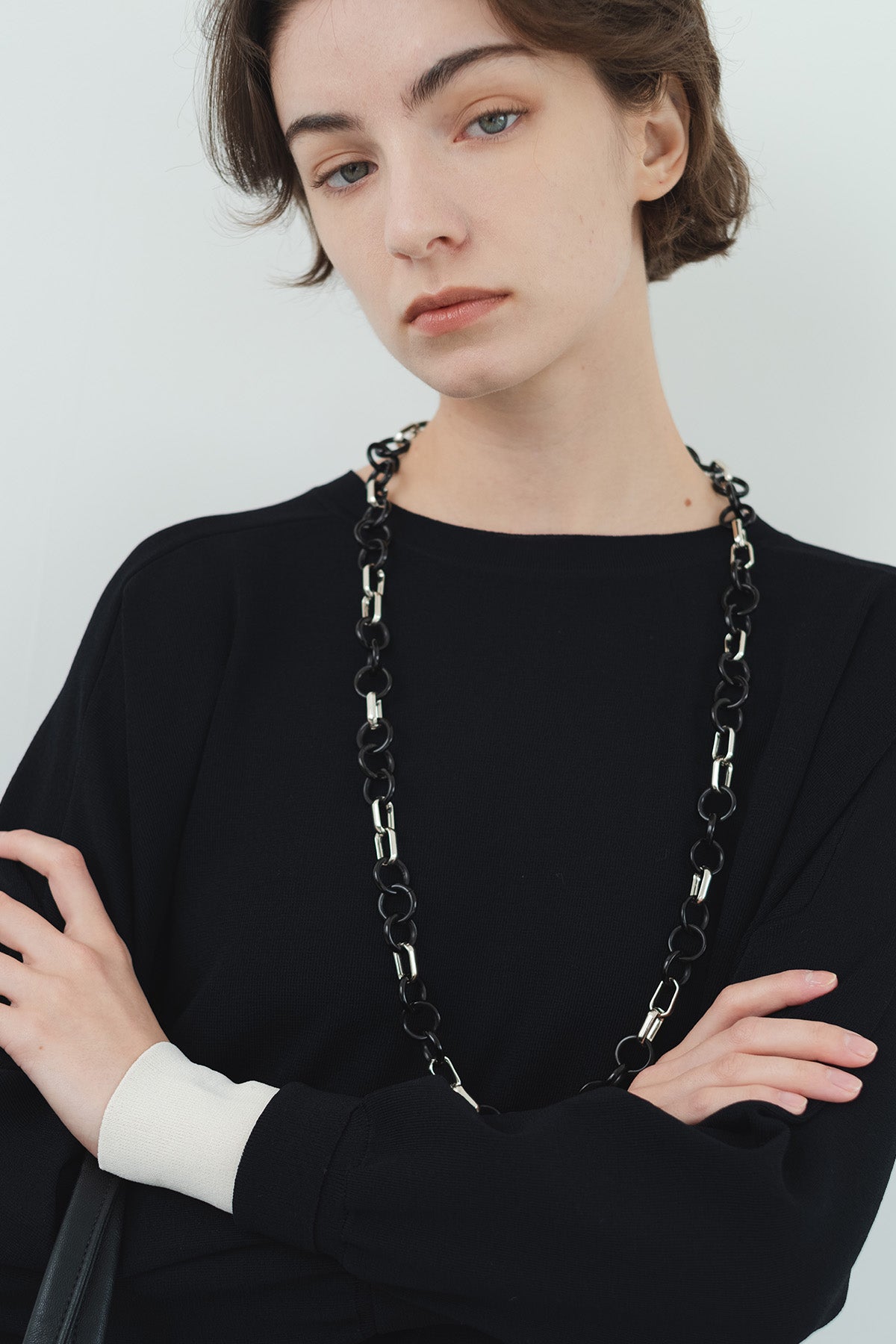 バイカラーカフストレッチプルオーバー