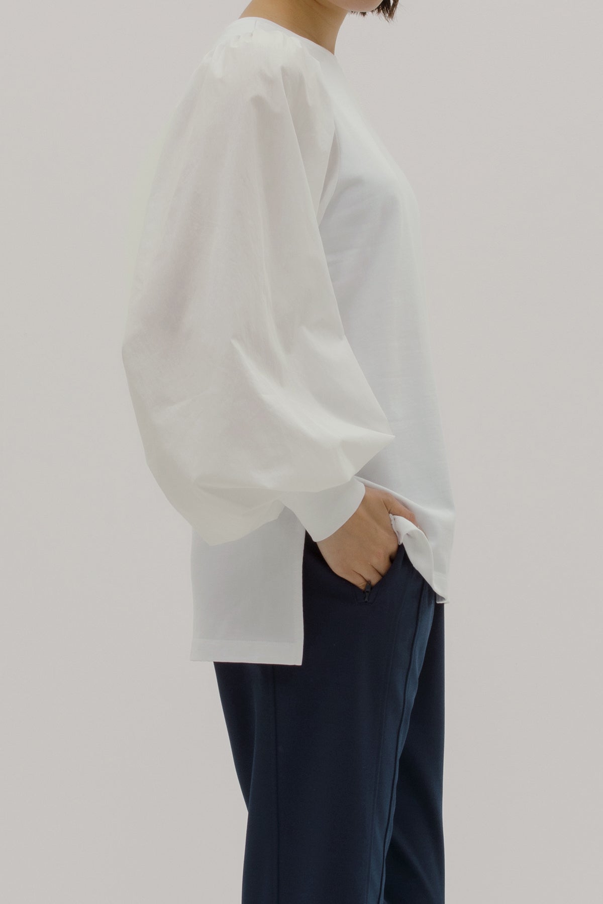 異素材パフスリーブカットソー