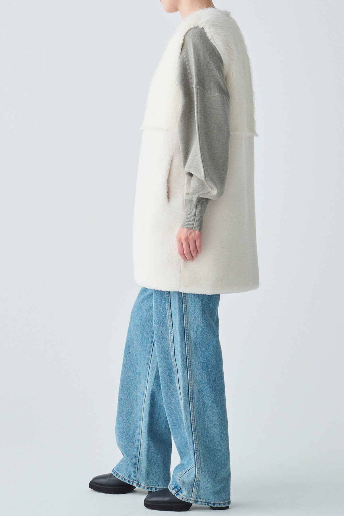 フェイクファー×ボアコンビネーションジレ