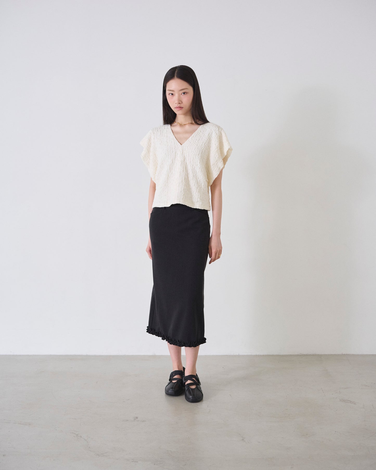 ishi クレープジャガードバルーンスリーブプルオーバー
