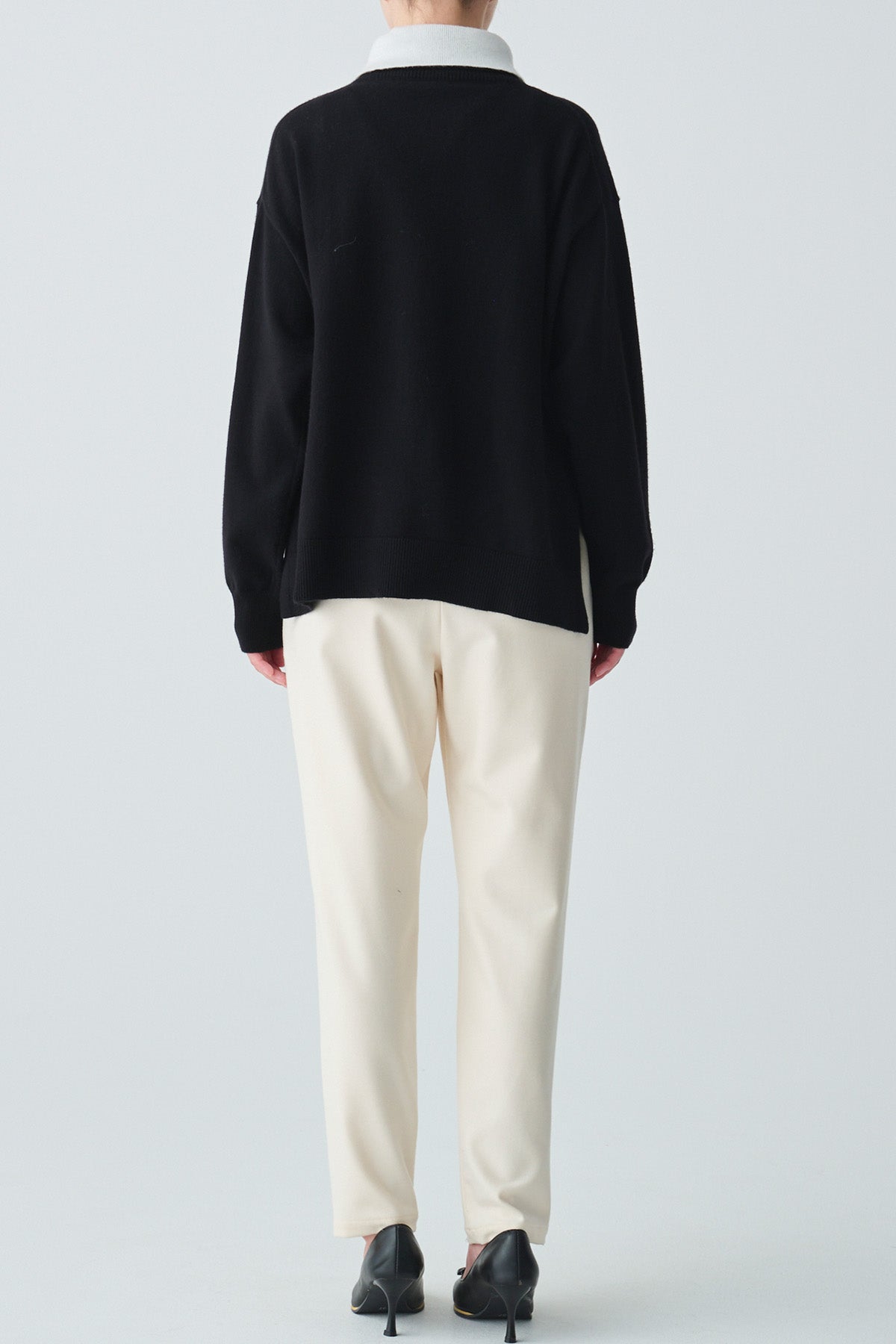 レイヤードカラーウール混ニット