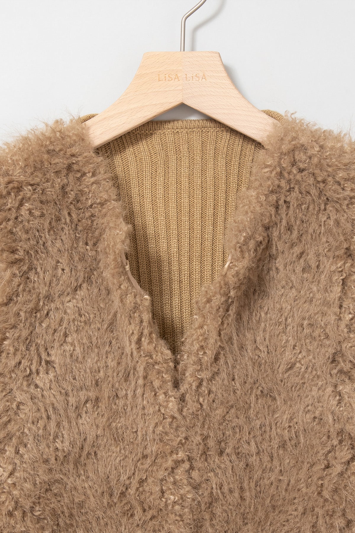 フェイクファーニット切替ジレ