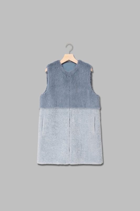 フェイクファー×ボアコンビネーションジレ