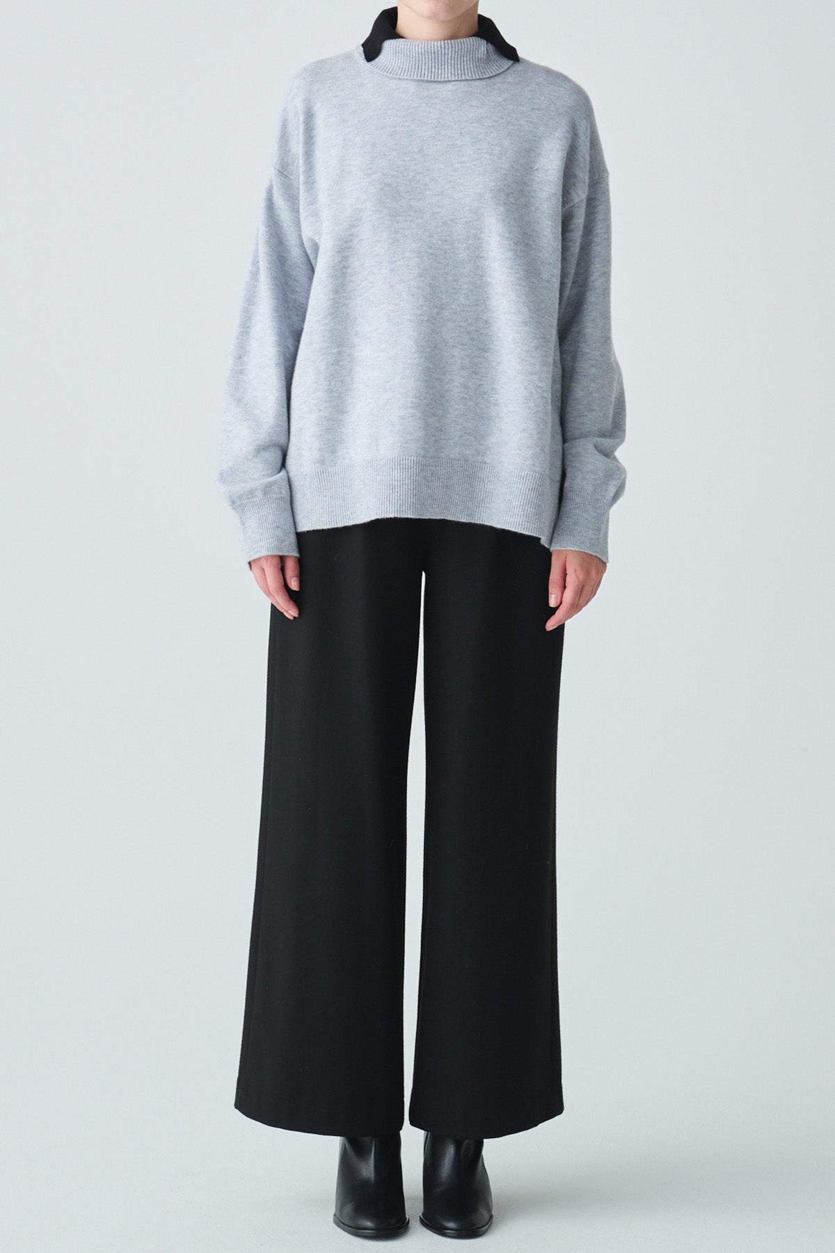 レイヤードカラーウール混ニット