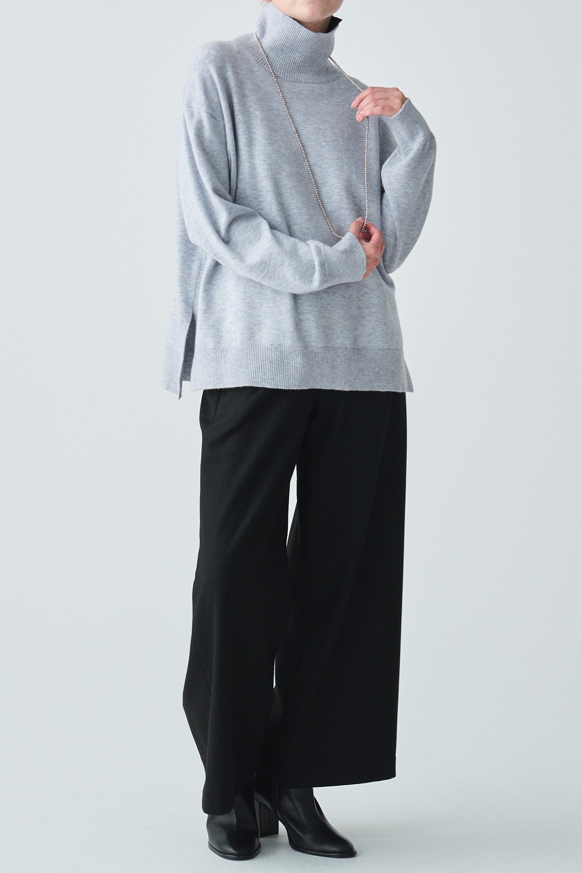 レイヤードカラーウール混ニット