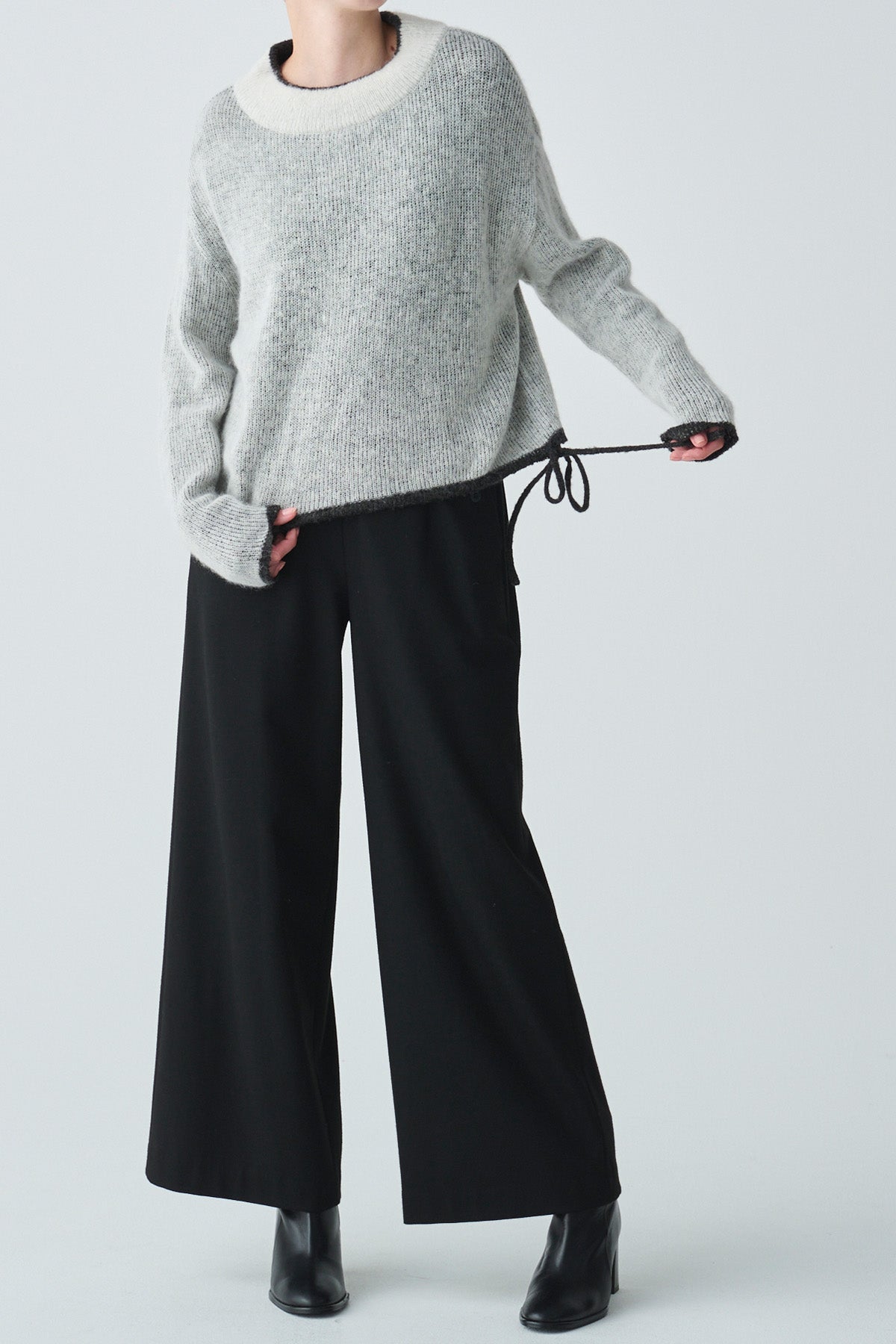 レイヤードデザインアルパカ混ニット