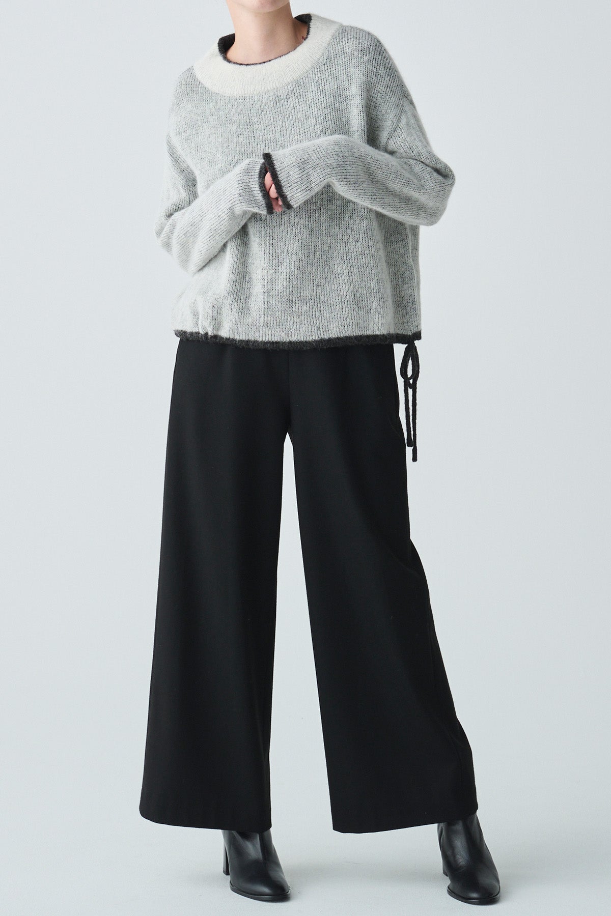 レイヤードデザインアルパカ混ニット