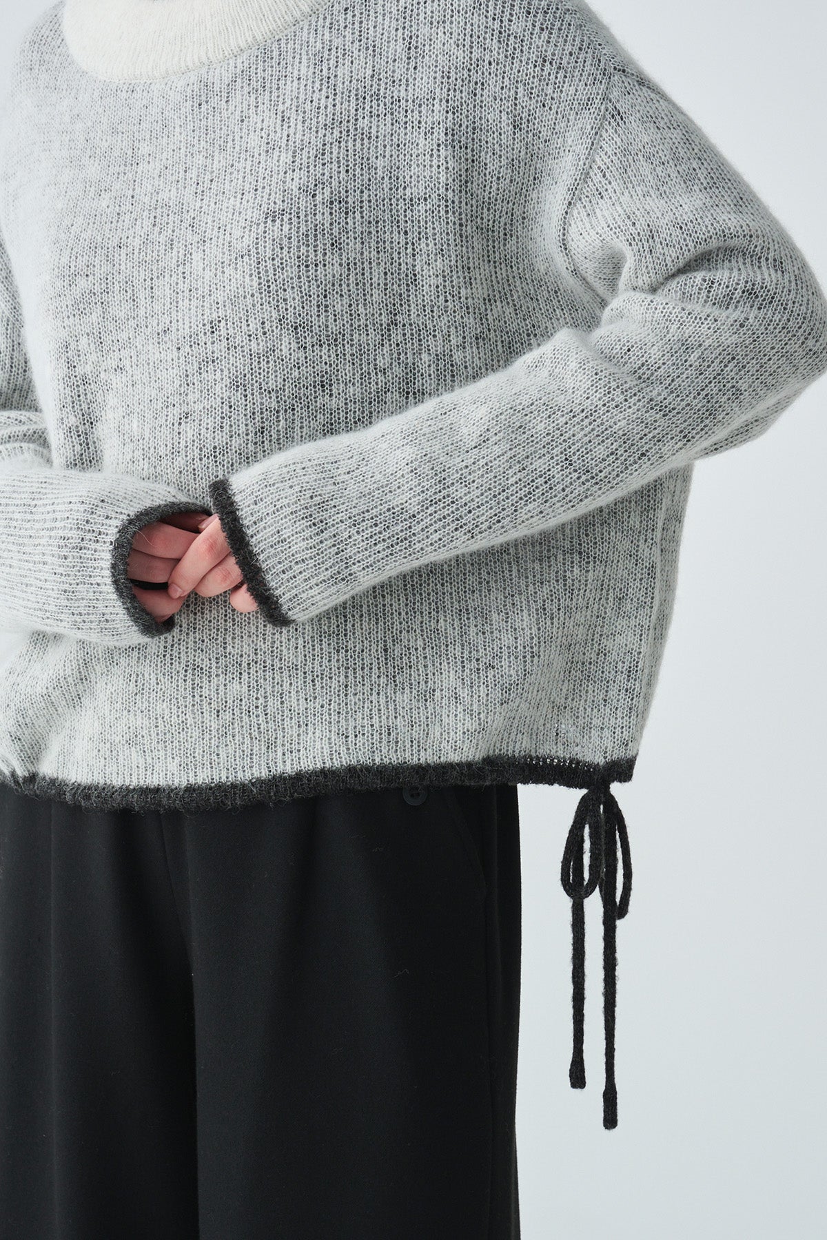 レイヤードデザインアルパカ混ニット