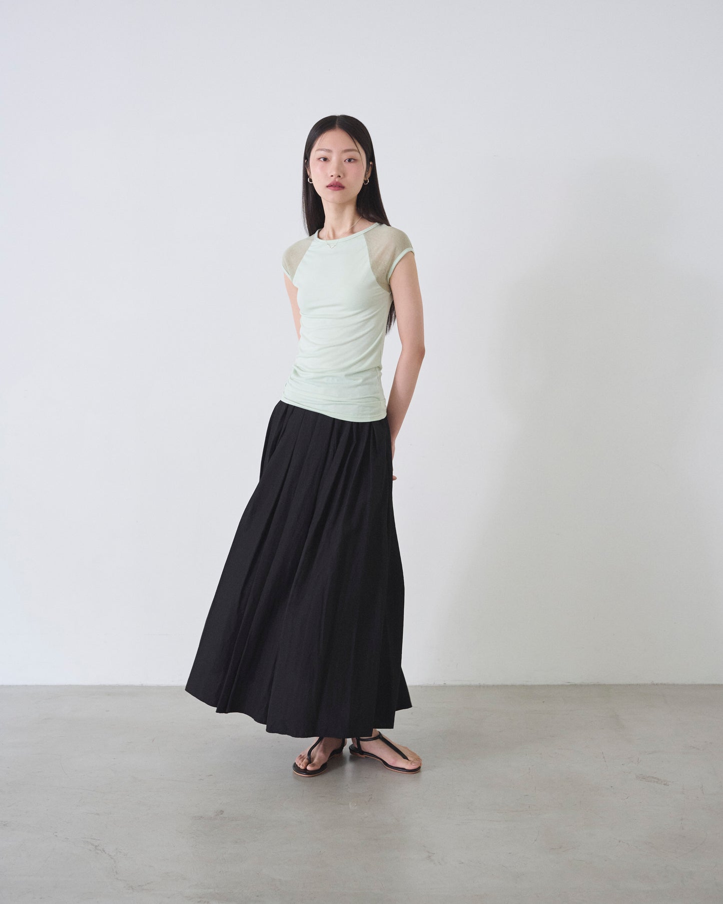 ishi タックボリュームラップスカート