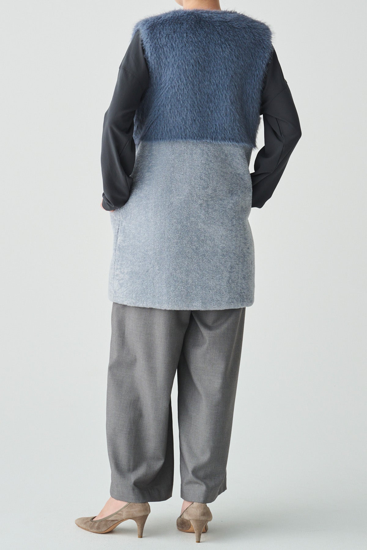 フェイクファー×ボアコンビネーションジレ