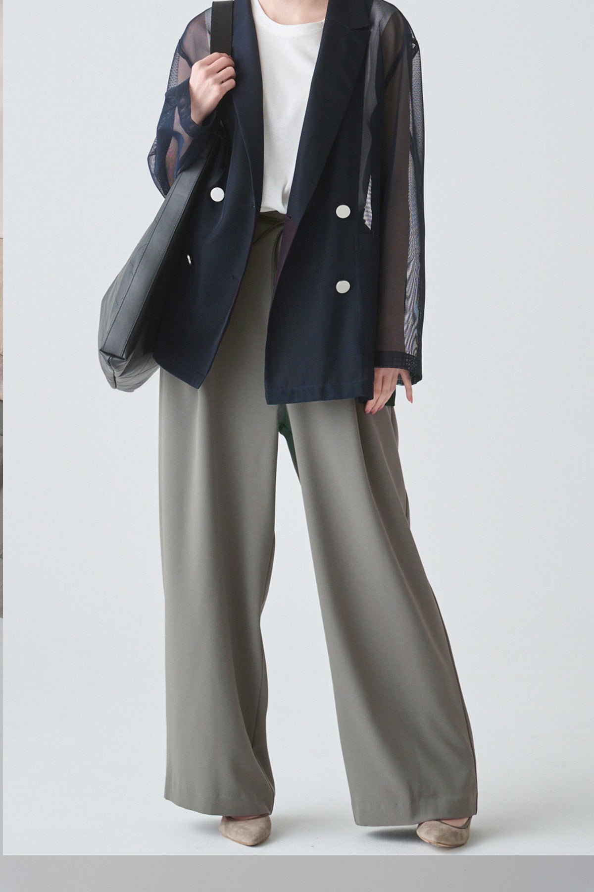 ロープベルトハイウエストワイドパンツ