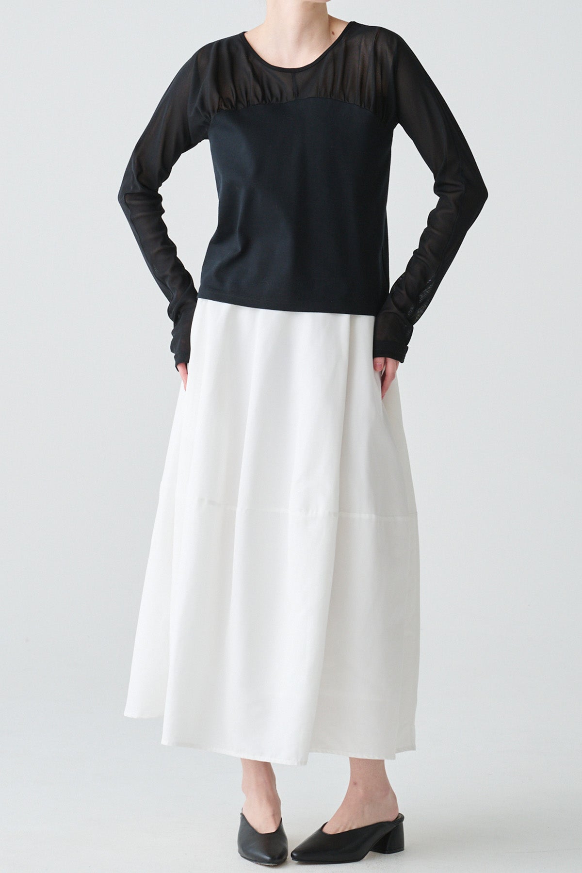 コクーン切替フレアスカート