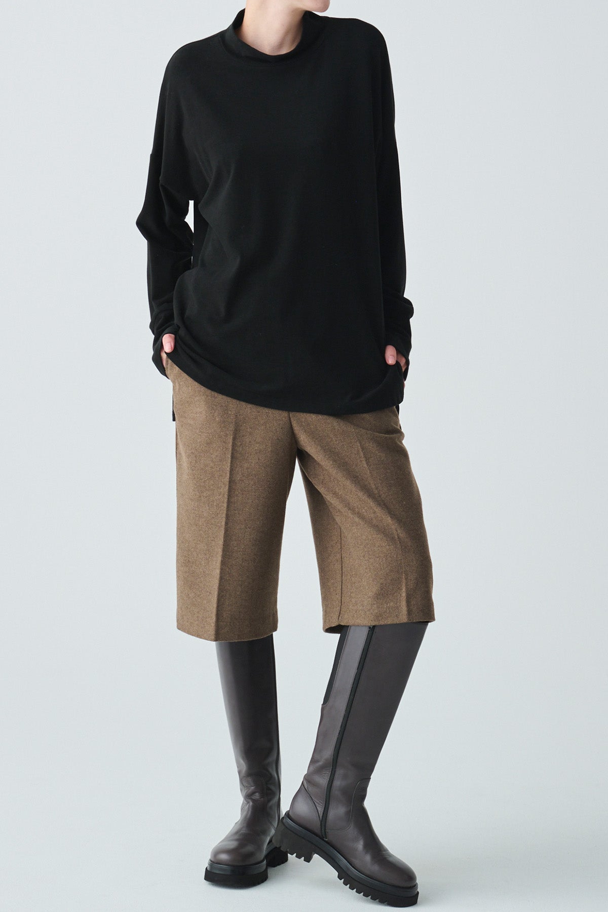 ハイネックコットンウォームプルオーバー