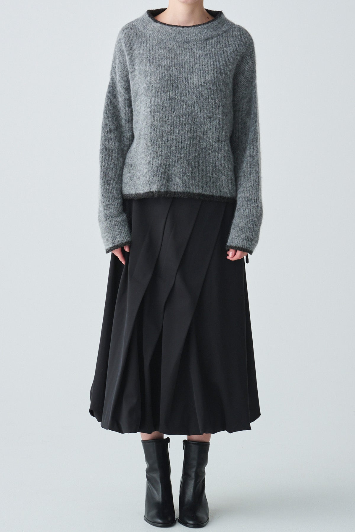 レイヤードデザインアルパカ混ニット