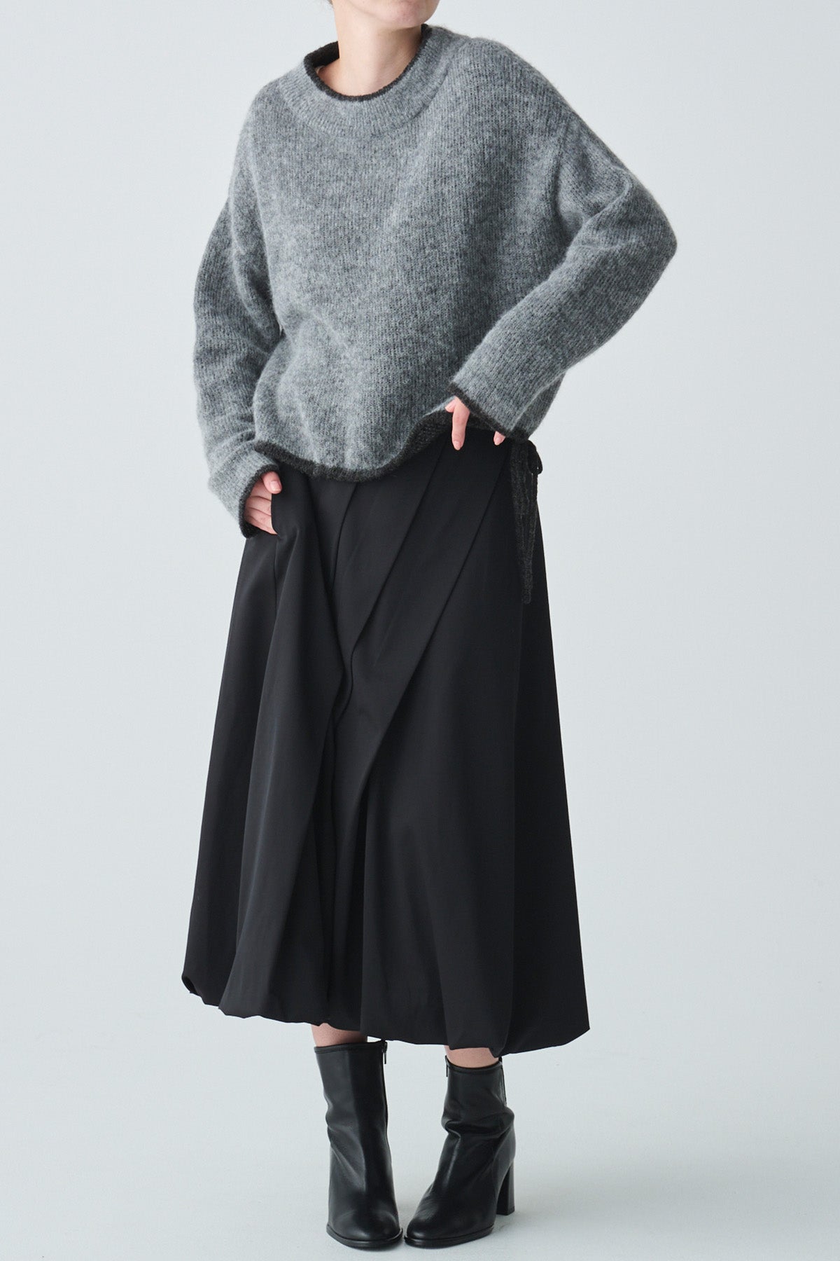 レイヤードデザインアルパカ混ニット