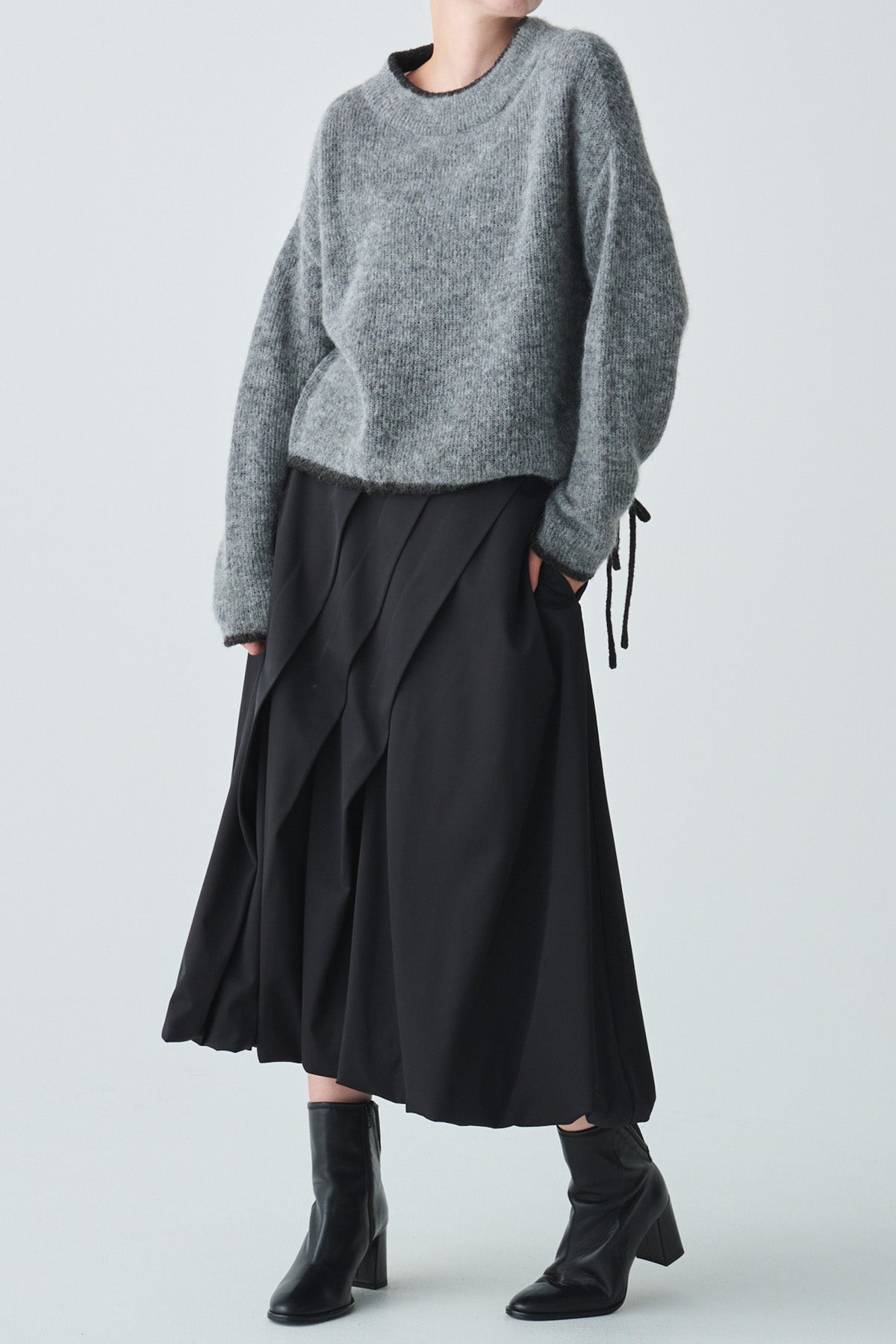 レイヤードデザインアルパカ混ニット