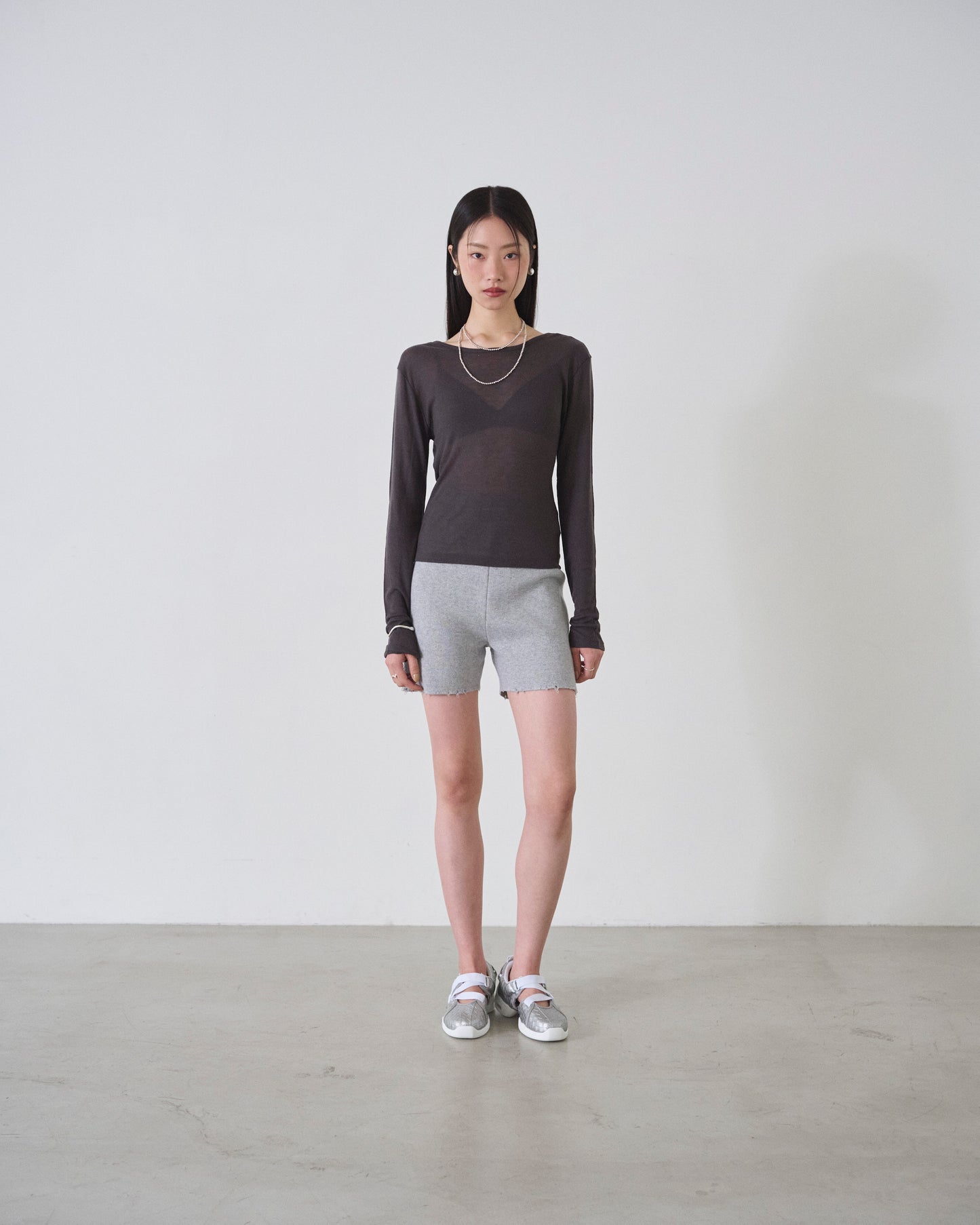 ishi カットオフニットショートパンツ