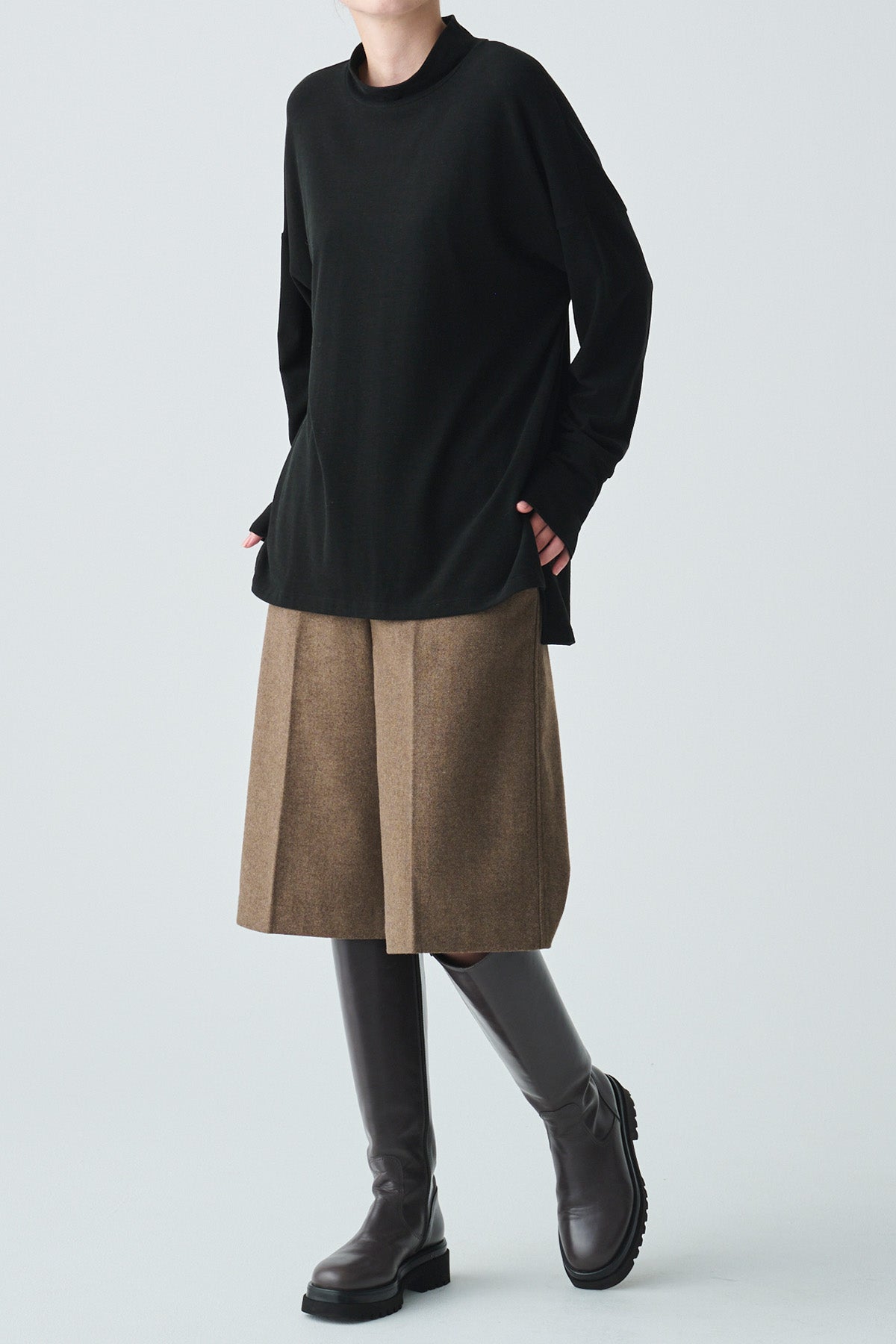 ヘリンボーンセンタープレスハーフパンツ