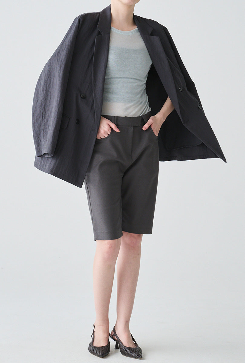 ishi ラウンドネックシアーカットソー