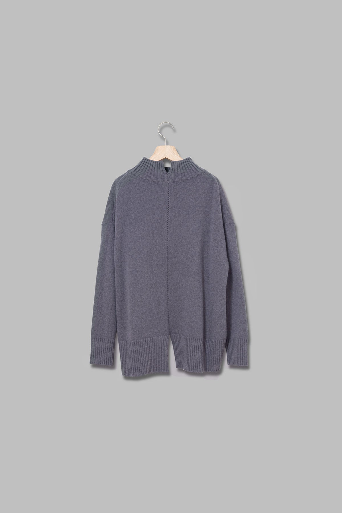 ハイネックスリットカラーウールニット