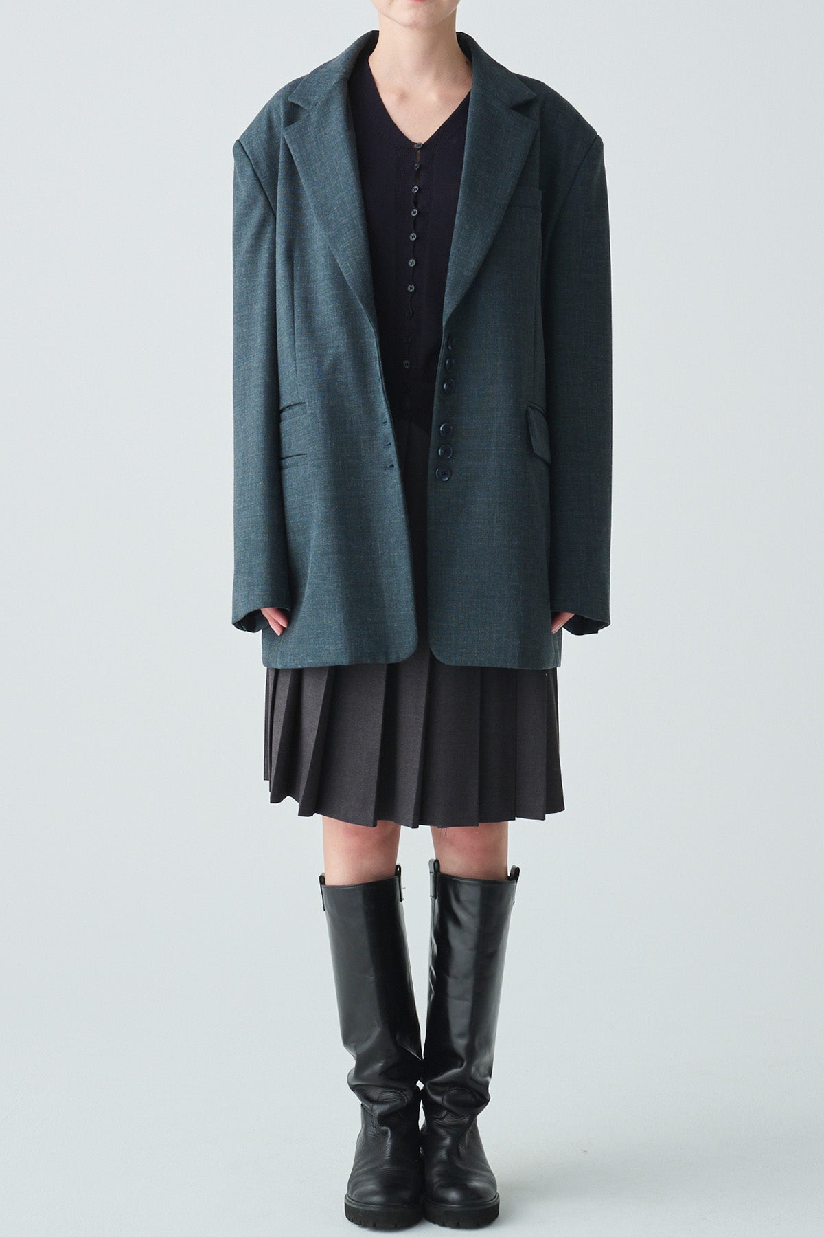 ishi ピークドアクセントプリーツスカート