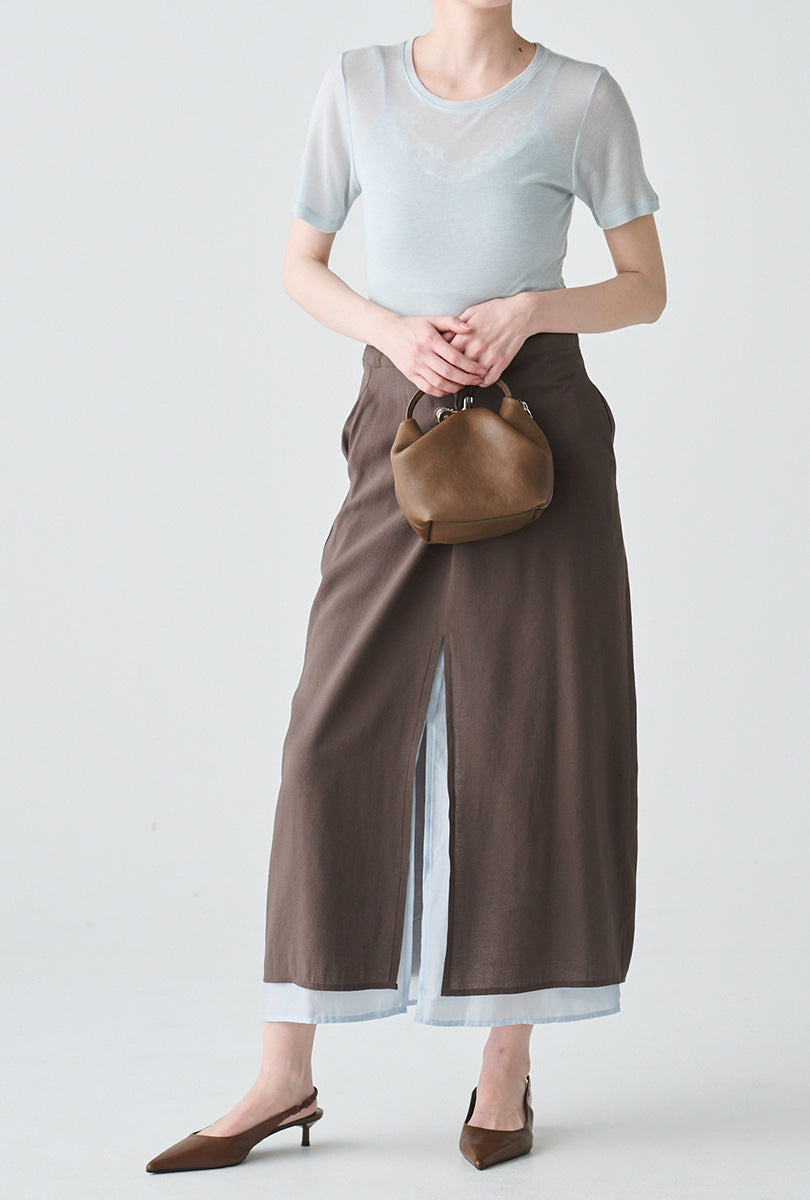 ishi ラウンドネックシアーカットソー