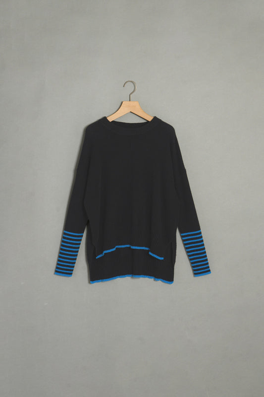 ボーダーアクセントカシミヤニット