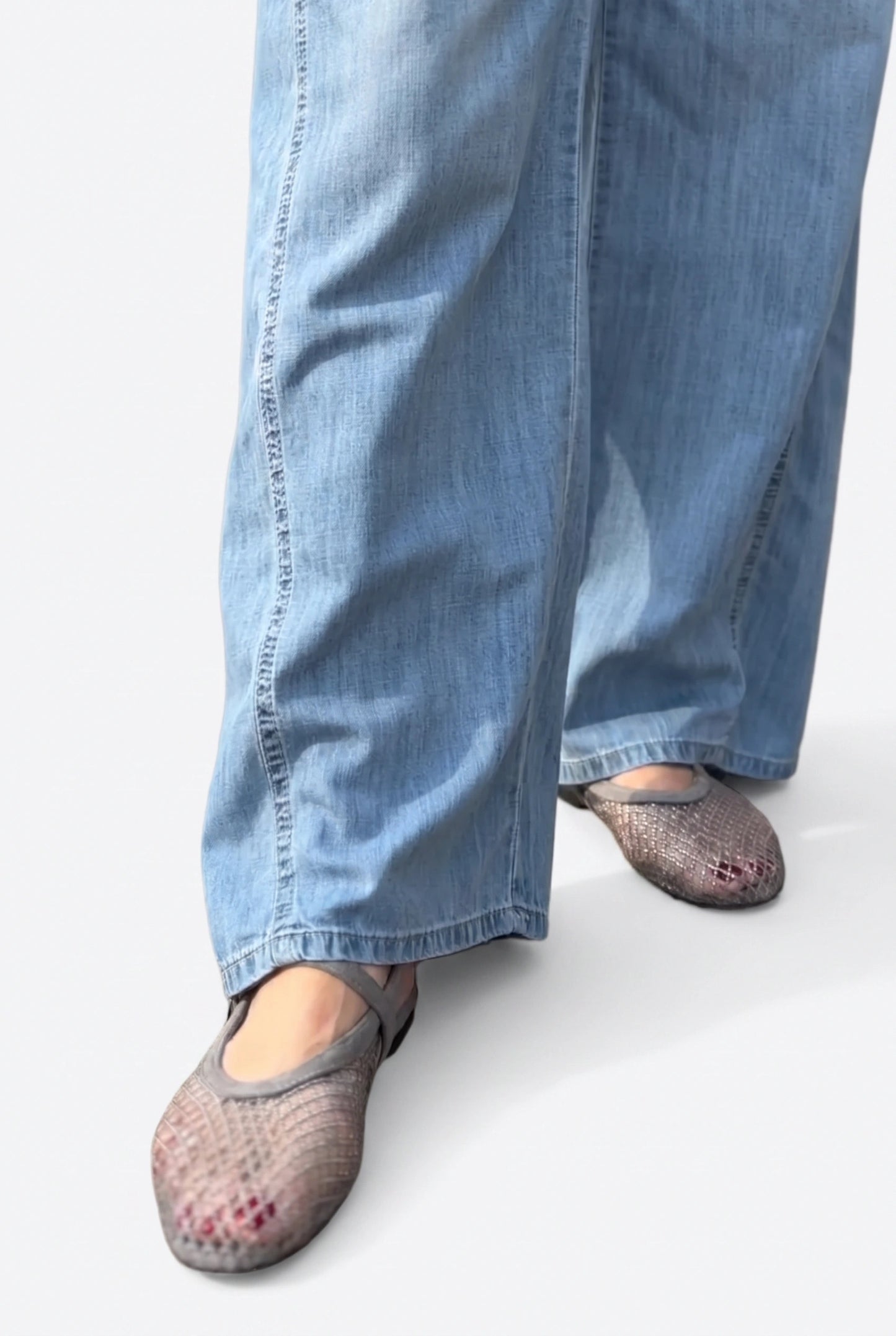シャイニーメッシュフラットサンダル