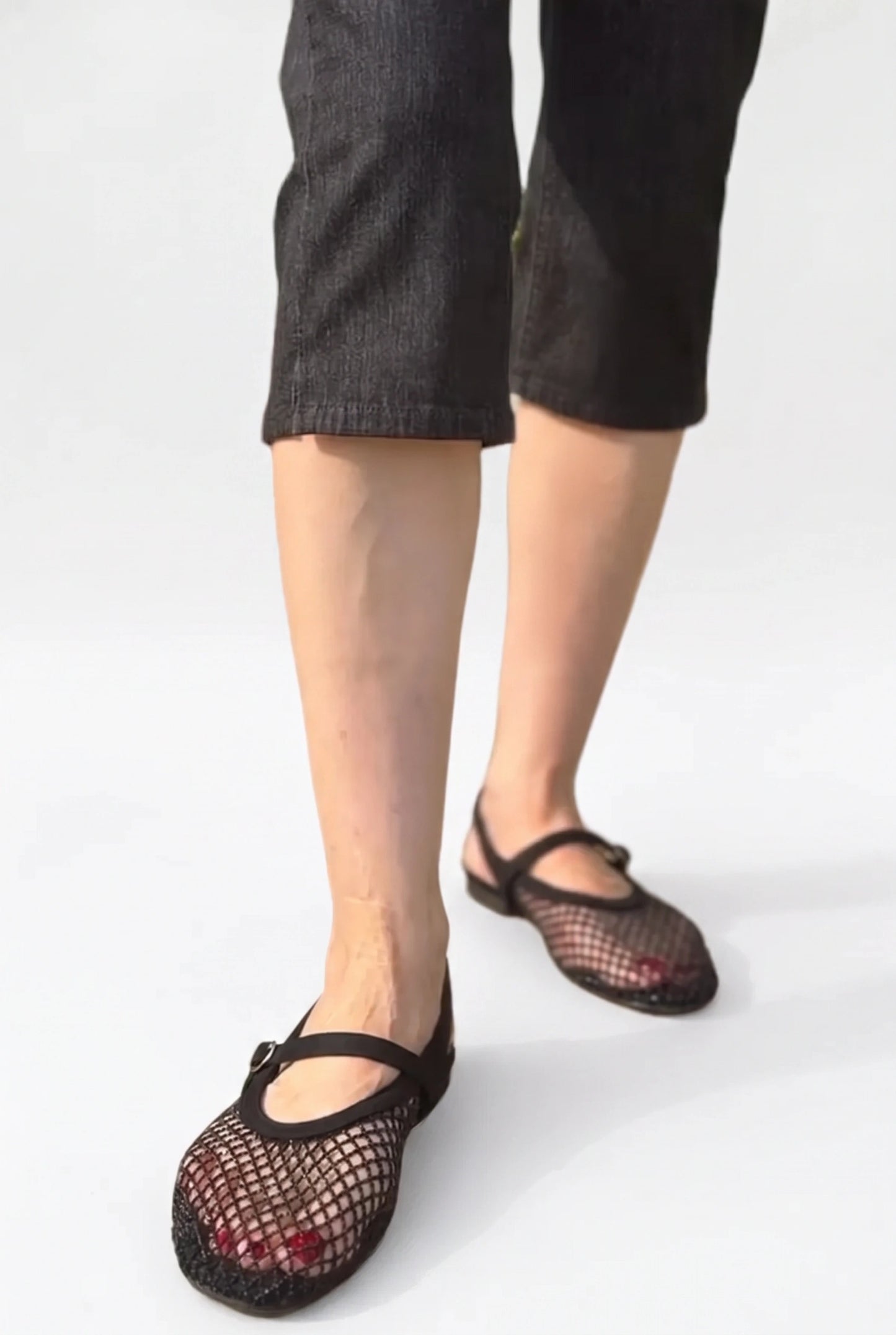 シャイニーメッシュフラットサンダル