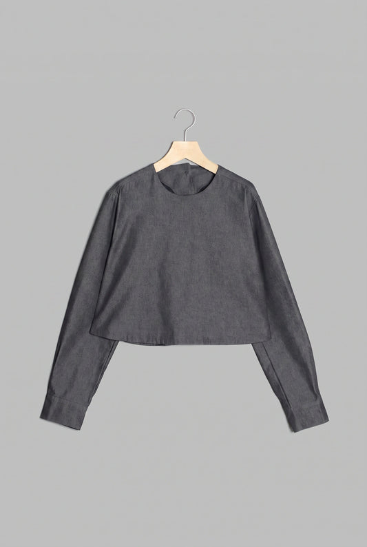 ishi デニムライクバックスリットプルオーバー