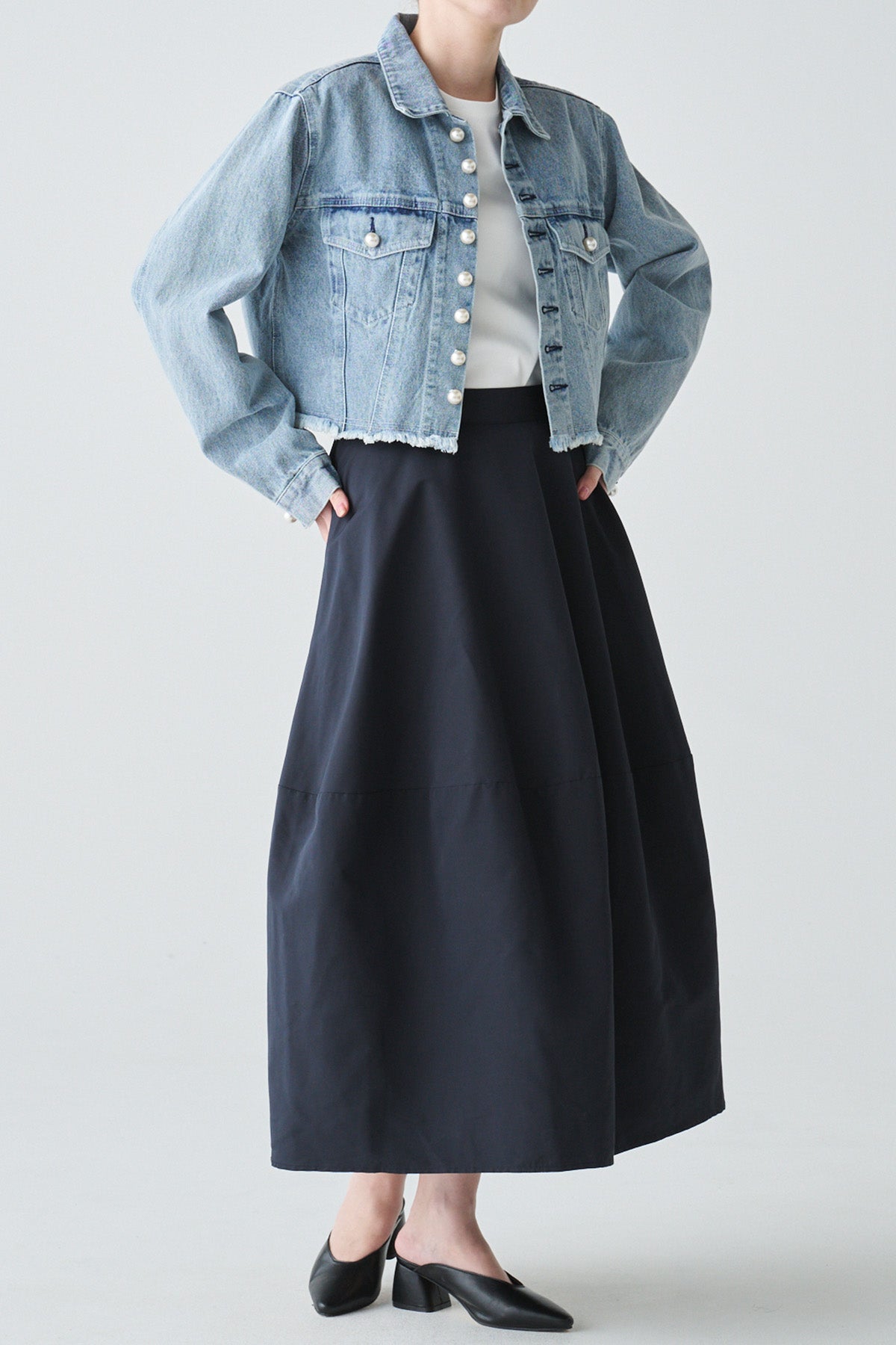 コクーン切替フレアスカート