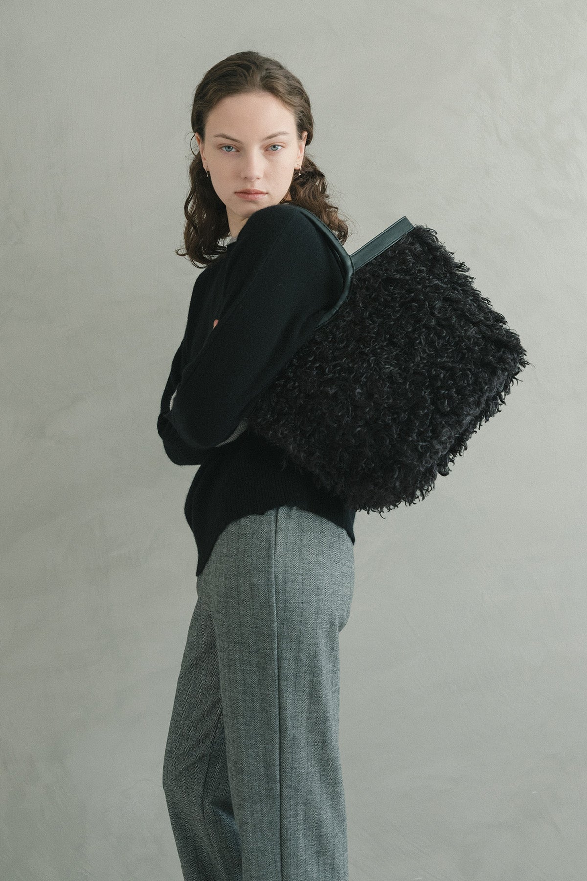 バイカラーレイヤードカフカシミヤニット