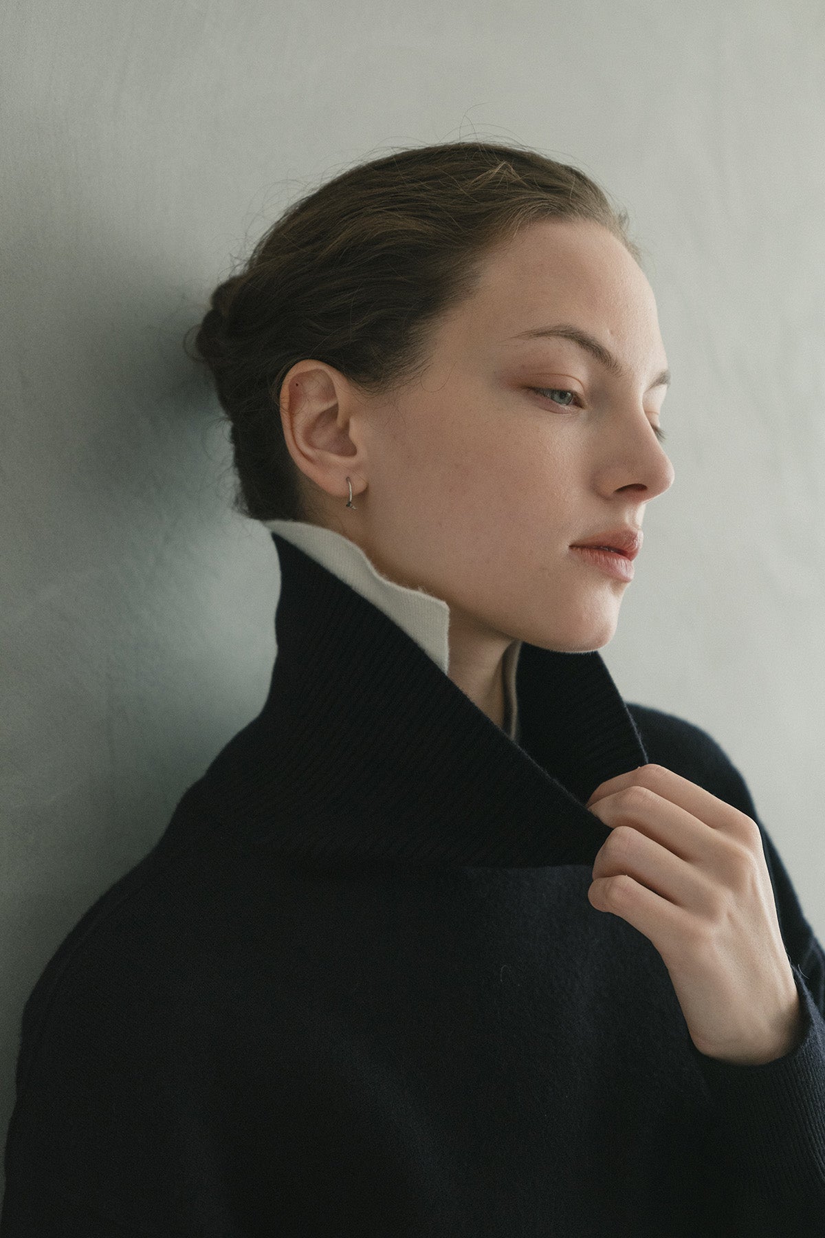 レイヤードカラーウール混ニット