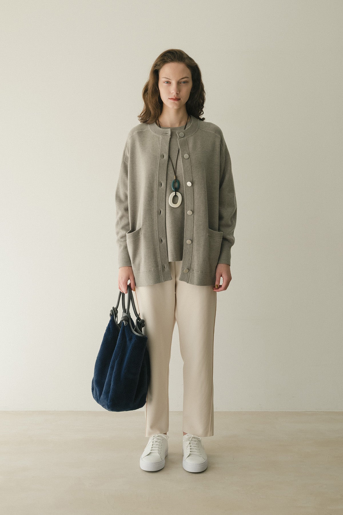 MARCO MASI フェイクファー×レザーハンドルトートバッグ